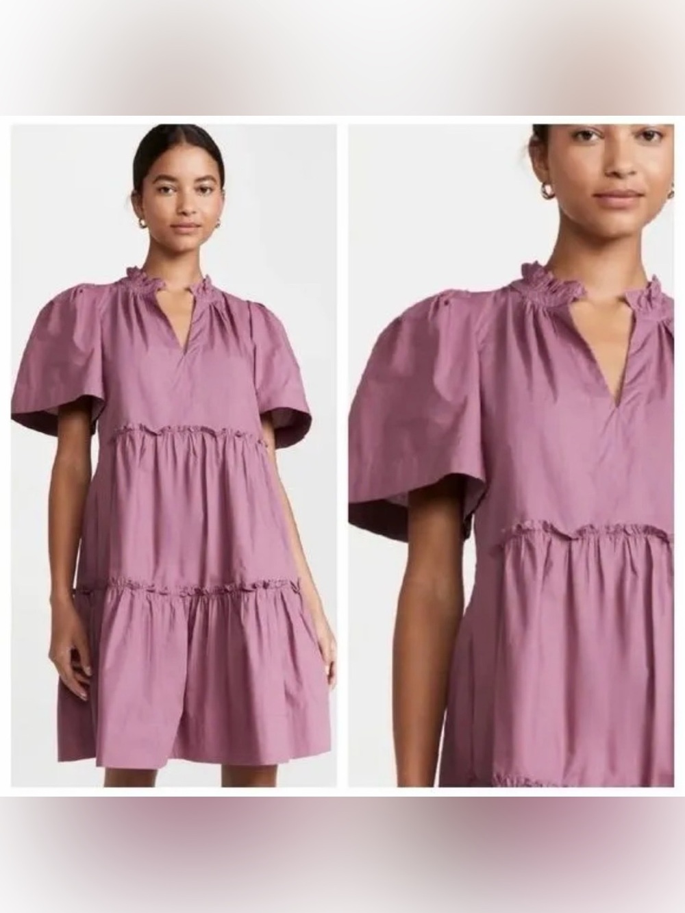 SEA New York Tuckernuck Clara Mini Ruffle Swing Dress Mulberry Pink XS NWOT